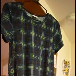 Carly Blue greens cream color plaid dress